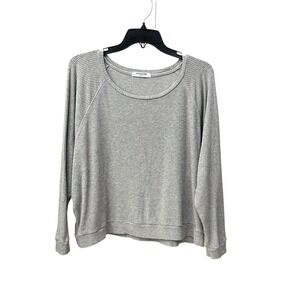 Perfect White Tee Womens Top Small Ribbed Knit Sweater Gray Cotton Stretch #U9-6